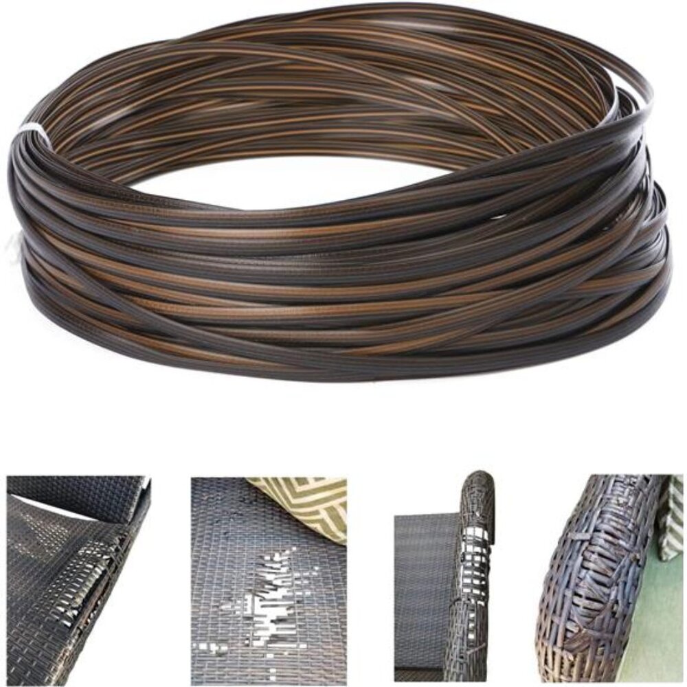 120 Ft Wicker Repair Kit, Plastic Wicker Repair Supplies, Gradient Dark Brown